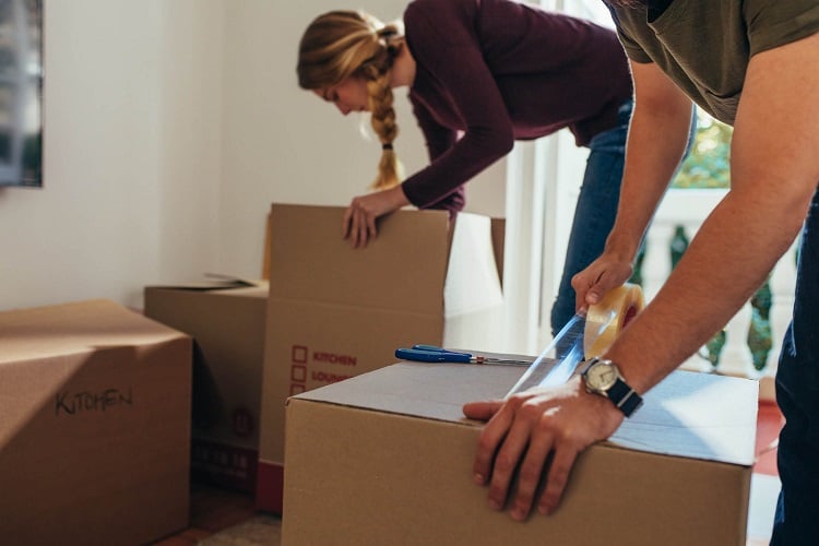 couple unpacking